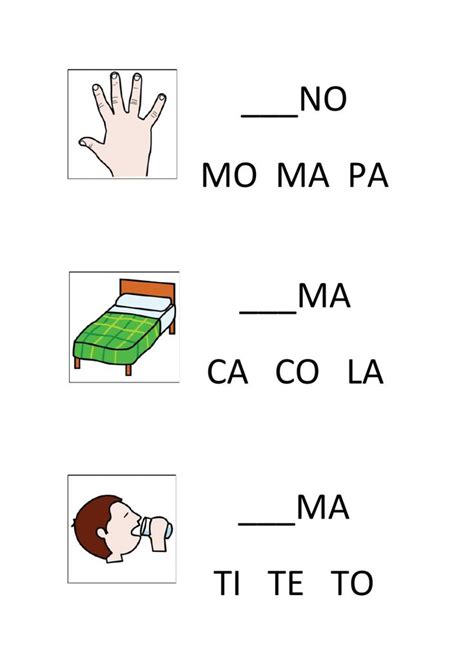 Ejercicio De Selecciona La Silaba Y Completa La Palabra Forma