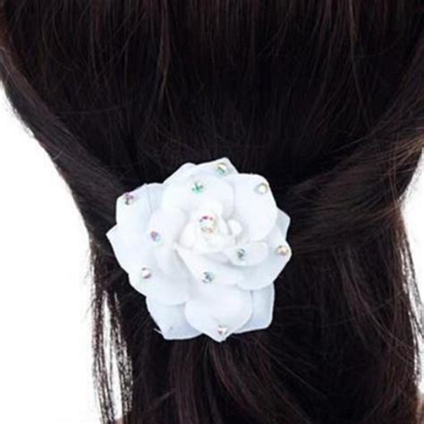 Hot Beautiful Wedding Bridal White Rose Flower Crystal Rhinestone Hair