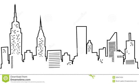 A Line Drawing Of The Skyline Of New York City