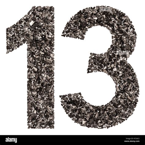 Arabic Numeral 13 Thirteen From Black A Natural Charcoal Isolated On
