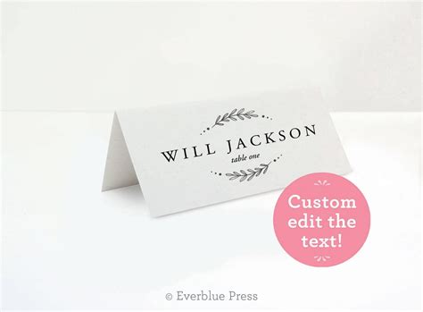 Printable Folding Place Card Pdf Instant Download Editable Etsy