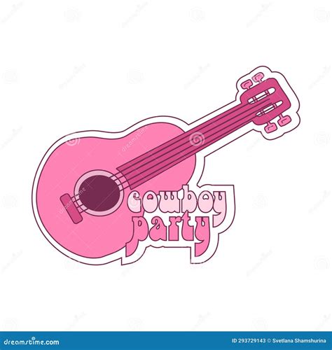 Country Music With Acoustic Guitar And American Cowboy Vector Hand