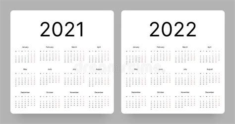 Calendario Para 2021 Y 2022 La Semana Comienza El Lunes Ilustración