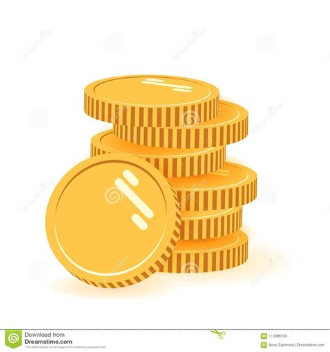 Stack Of Coins With Coin In Front Of It Icon Flat Coins Pile Coins