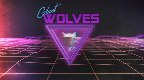 1980s Synthwave Wolf Triangle Grid Retro Style Neon Hotline Miami