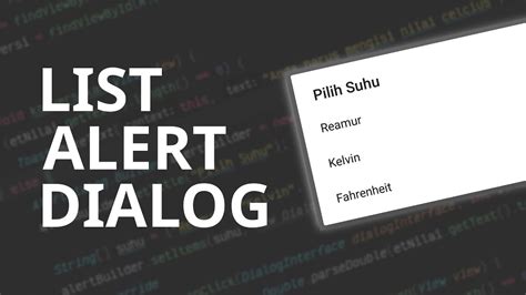 Menampilkan List Alert Dialog Di Android Studio Youtube