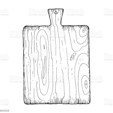 Cutting Board Vector Illustration Kitchen Wooden Board Hand Drawn