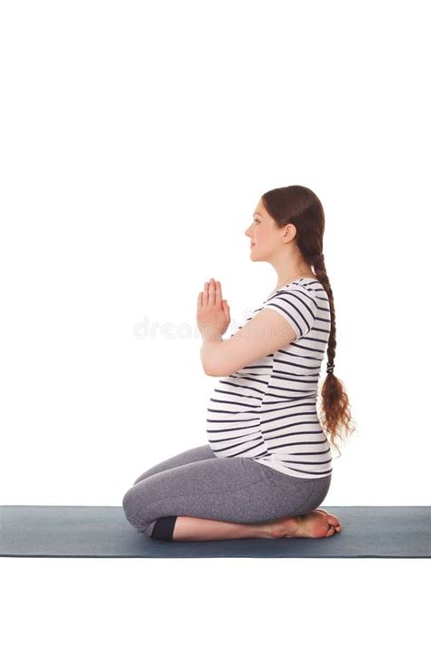 Pregnant Woman Doing Yoga Asana Uttanasana Isolated Stock Image Image