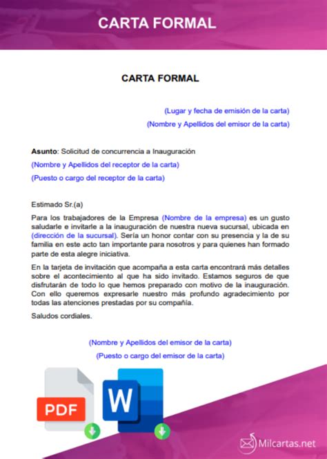 Ejemplo De Carta Formal En Espanol