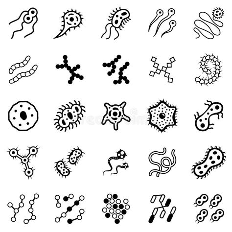 Set Of Bacteria And Virus Icons Stock Vector Illustration Of Health
