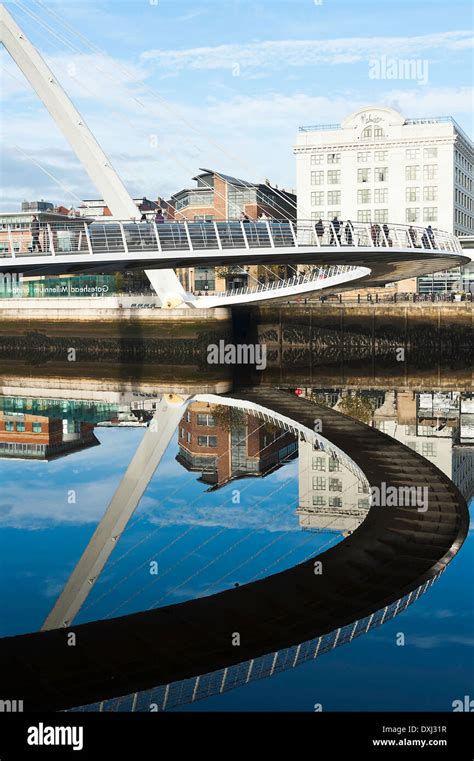 Reflections In The River Tyne With Gateshead Millennium Bridge From