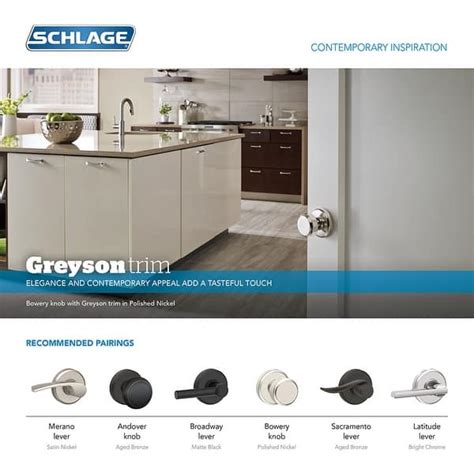 Schlage F51a Lat Gsn Latitude Single Cylinder Keyed Entry Door Lever