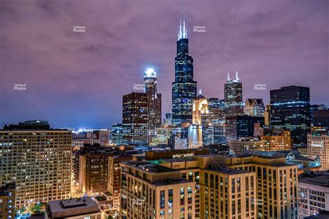 Chicago Skyline At Night