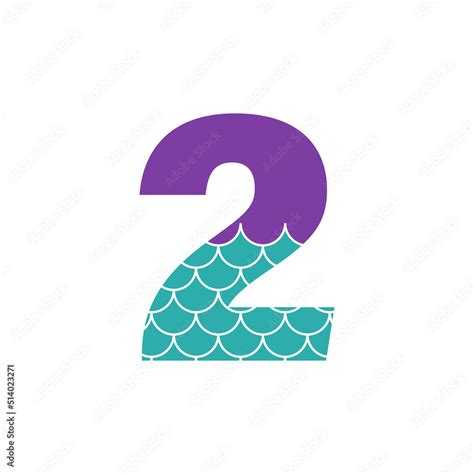 Mermaid Birthday Number 2 Clipart Image Isolated On White Background