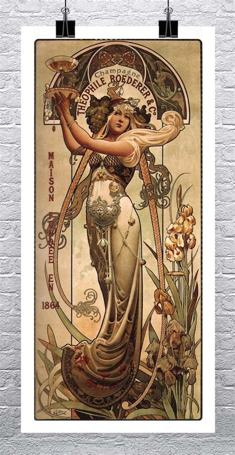 Champagne 1899 Alphonse Mucha Art Nouveau Poster Rolled Canvas Giclee