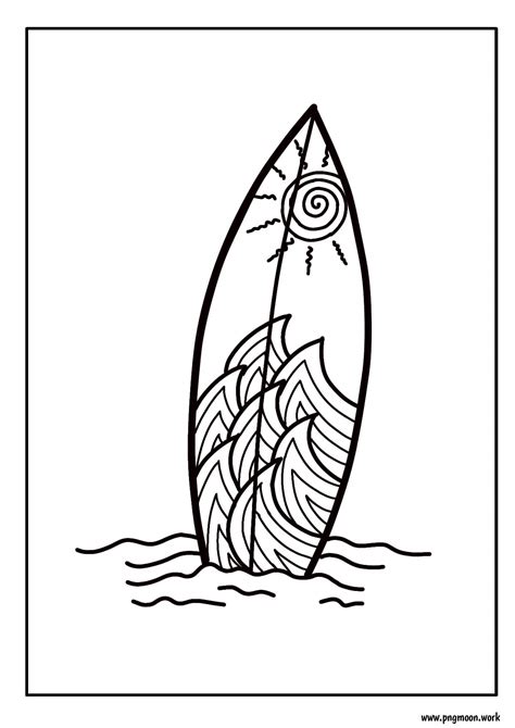 Detailed Surfboard Page Coloring Pages