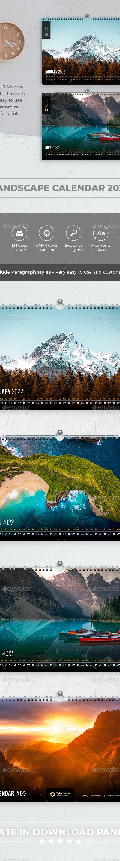 Landscape Calendar 2022 By Bourjart Graphicriver