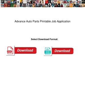 Fillable Online Advance Auto Parts Printable Job Application Advance