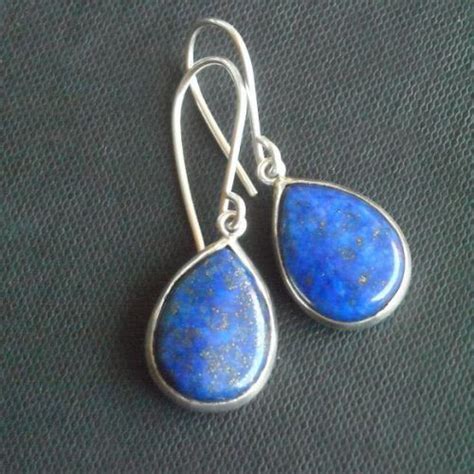 Buy Lapis Lazuli Pendant Earrings Set Tear Drop Denim Blue Jewelry