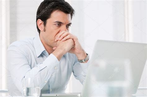 Pensive Man At Laptop Stock Photo By ©ridofranz 12767017