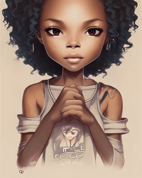 Beautiful African American Chibi Girl · Creative Fabrica