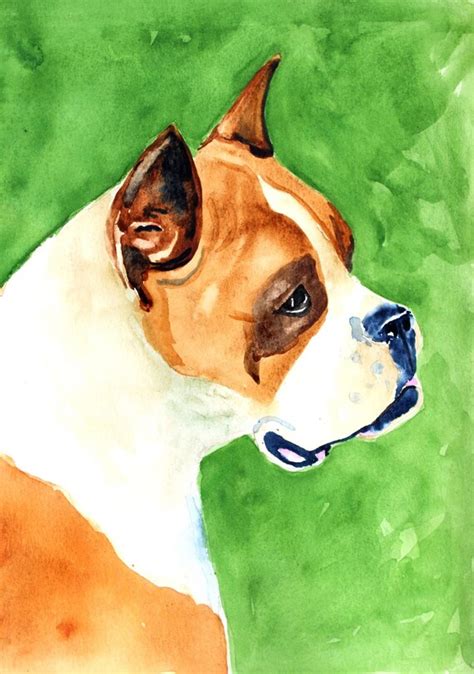 Boxer Dog Original Watercolor Painting Dog Painting Boxer Dog Painting