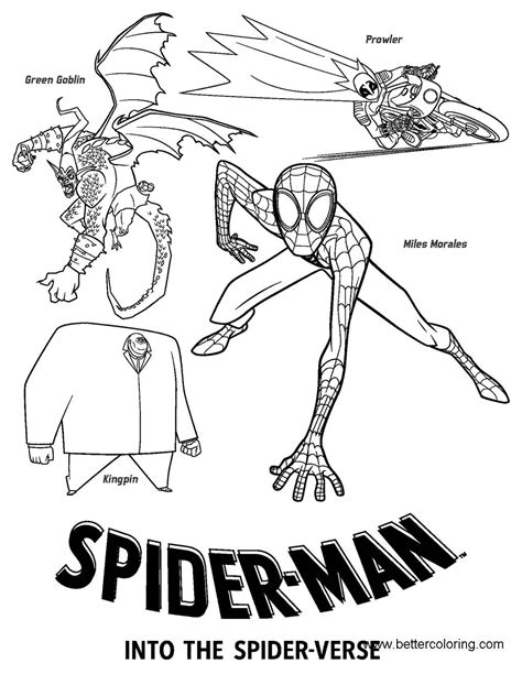 Miles Morales Coloring Pages From Spider Man Into The Spider Verse