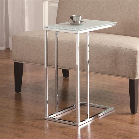 Coaster Accent Tables Chrome Snack Table With Frosted Tempered Glass