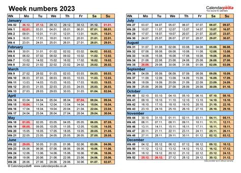 2023 Calendar Week Numbers And Dates List Of National Days Gambaran