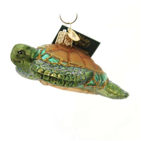 Old World Christmas Green Sea Turtle Glass Ornament Old World