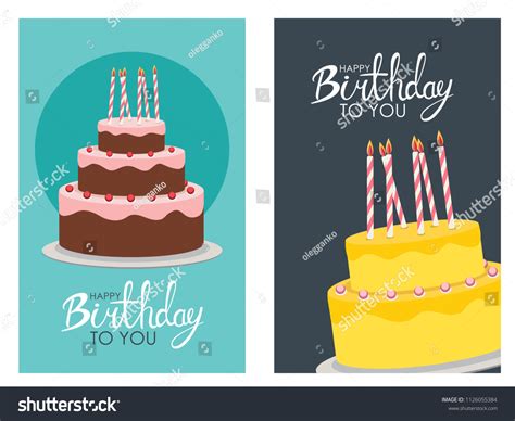 Happy Birthday Poster Background Cake Illustration Stock Illustration