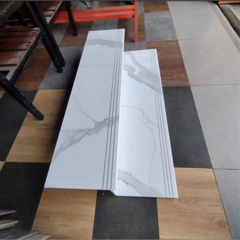 Jual Keramik Granit Tangga Doble Bevel Putih Carara 30×120 20×120