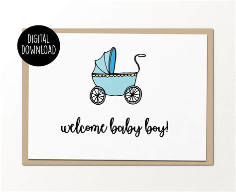 Welcome Baby Boy Printable Baby Card Digital Download Funny Etsy