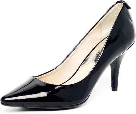 Michael Michael Kors Flex Patent Leather Mid Pump Black Or Nude In