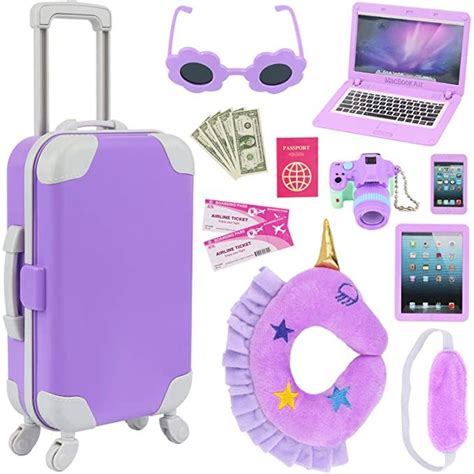Kt Fancy 16 Pcs American Doll Accessories Suitcase Travel