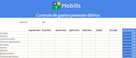 Planilha De Gastos Mensais Modelos Download Imprimir