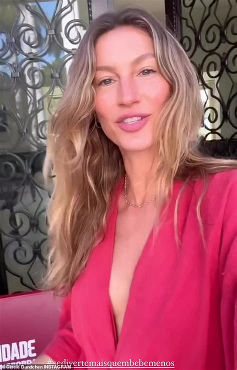 Gisele Bundchen Flashes Her Chest In A Revealing Red Robe As She Talks Up Carnival Daily Mail