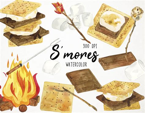 Campfires And Smores Clip Art Instant Download Digital Clipart Camping