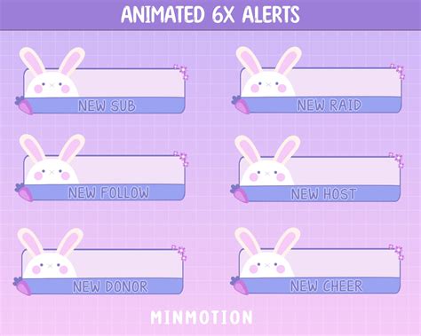 Full Animated Cute Bunny Twitch Overlay Stream Package Etsy India