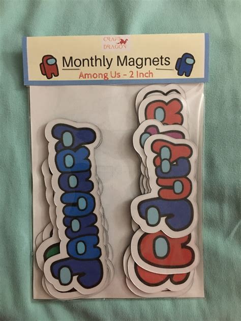 Among Us Monthly Magnets Sus Magnetic Calendar Ts For Etsy