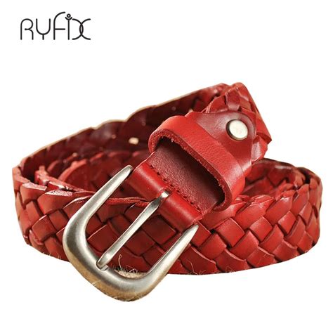 Casual Knitted Cowhide Belt Luxury Genuine Leather Western Style For Dress Bl335 In Women S