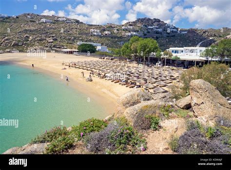Super Paradise Beach Popular Beach South Of Mykonos Cyclades Aegean