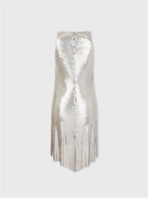 Metallized Mesh Dress Silver Rabanne