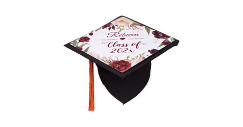 Class Of 2023 Burgundy Blush Floral Graduate Graduation Cap Topper Zazzle