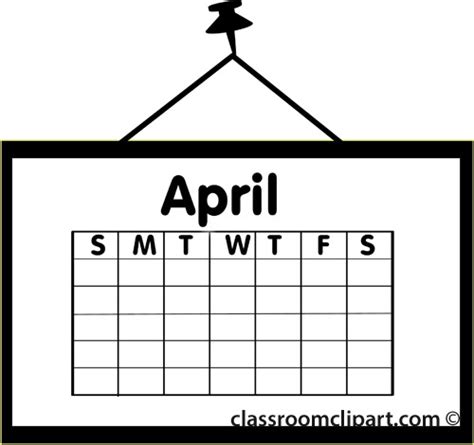 Calendar Calendarapriloutline Classroom Clipart