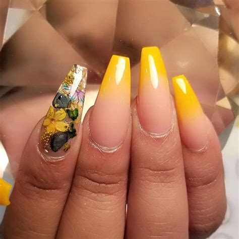 Yellow Ombr Flowers Not My Work Follow Ariellanita Black Owned Nail