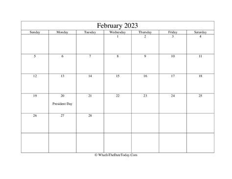 February 2023 Editable Calendar Whatisthedatetodaycom