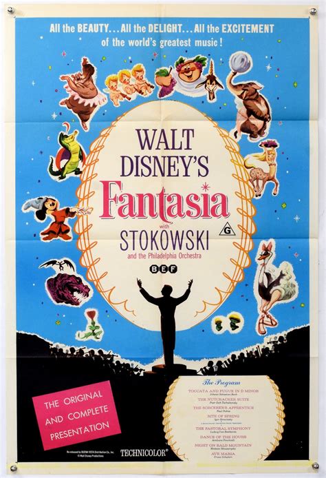 Walt Disneys Fantasia One Sheet Poster From 1963 Folded 27 X 41