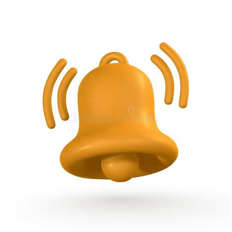 3d Notification Bell Cute Realistic Yellow Ringing Bell Stock Vector
