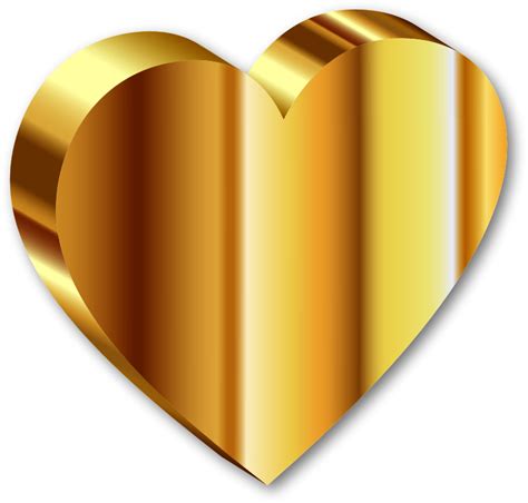 3d Heart Of Gold Deeper Color With Shadow Openclipart